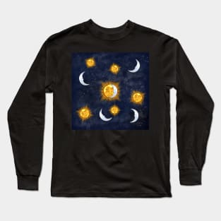 Sun and moon pattern Long Sleeve T-Shirt